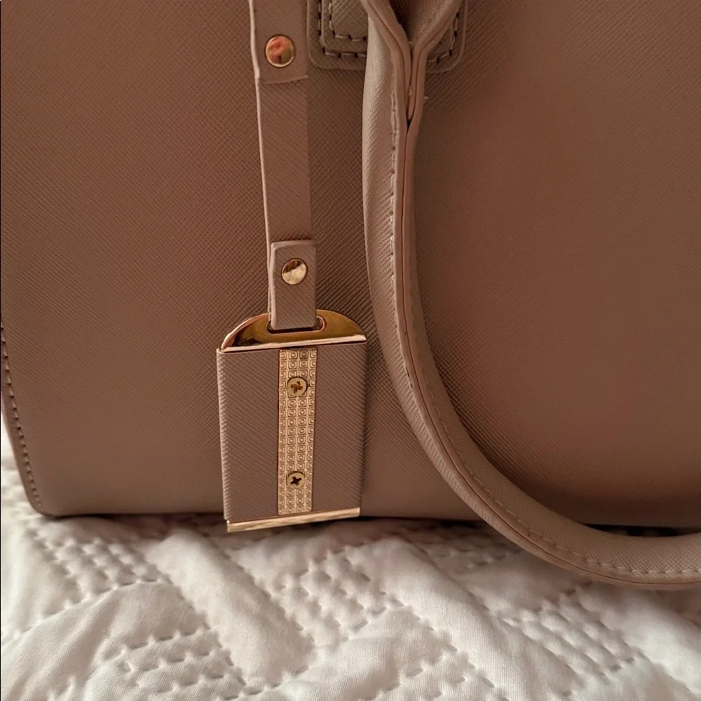 Miztique Taupe Satchel with Gold Hardware